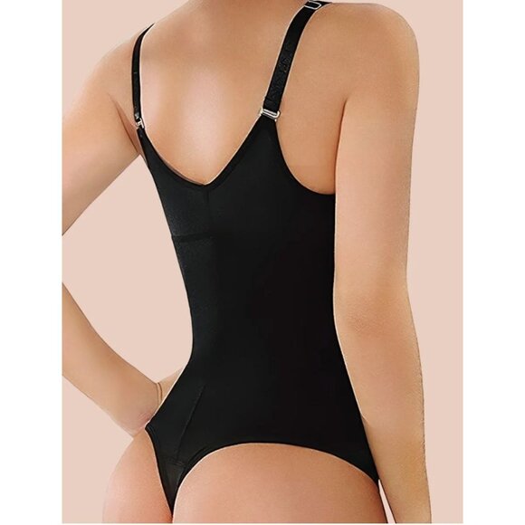 SHAPERX Black Tummy Control Body Shaper Thong Bodysuit Shapewear for Women 2X - Picture 6 of 9